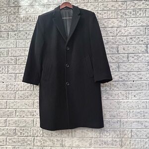 Michael Kors Black wool long trench coat Jacket with Brown Label size 38S